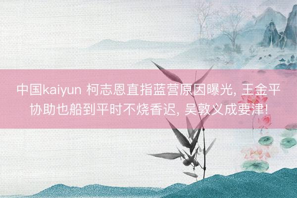 中国kaiyun 柯志恩直指蓝营原因曝光， 王金平协助也船到平时不烧香迟， 吴敦义成要津!
