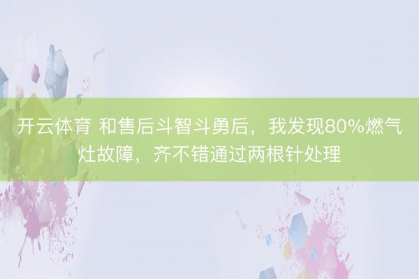 开云体育 和售后斗智斗勇后，我发现80%燃气灶故障，齐不错通过两根针处理