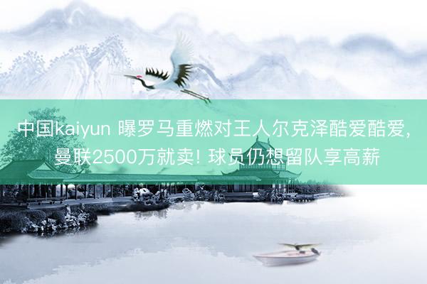 中国kaiyun 曝罗马重燃对王人尔克泽酷爱酷爱， 曼联2500万就卖! 球员仍想留队享高薪