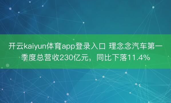 开云kaiyun体育app登录入口 理念念汽车第一季度总营收230亿元，同比下落11.4%