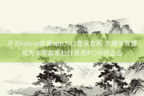 开云kaiyun体育app入口登录官网 大搜车有望成为本年首家赴好意思IPO中资企业