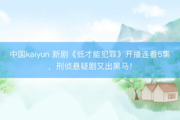 中国kaiyun 新剧《低才能犯罪》开播连看5集，刑侦悬疑剧又出黑马！