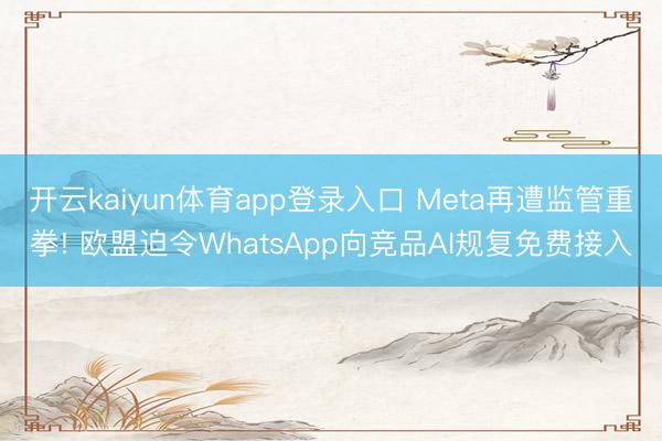 开云kaiyun体育app登录入口 Meta再遭监管重拳! 欧盟迫令WhatsApp向竞品AI规复免费接入