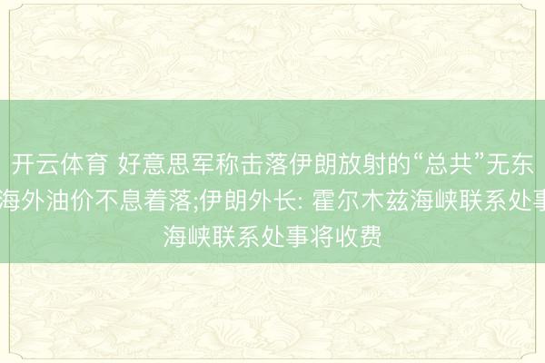 开云体育 好意思军称击落伊朗放射的“总共”无东谈主机;海外油价不息着落;伊朗外长: 霍尔木兹海峡联系处事将收费