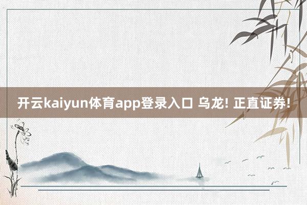开云kaiyun体育app登录入口 乌龙! 正直证券!