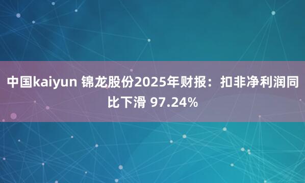 中国kaiyun 锦龙股份2025年财报:扣非净利润同比下滑 97.24%