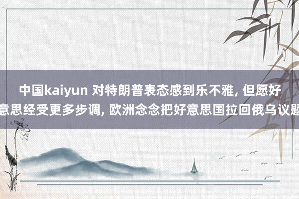 中国kaiyun 对特朗普表态感到乐不雅， 但愿好意思经受更多步调， 欧洲念念把好意思国拉回俄乌议题