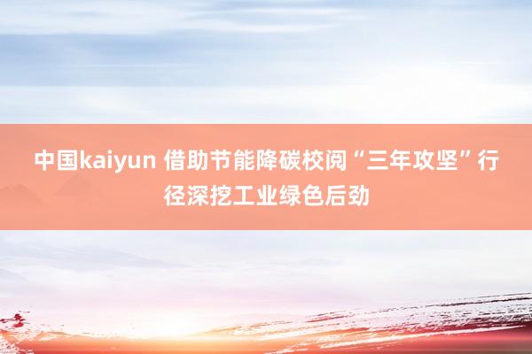 中国kaiyun 借助节能降碳校阅“三年攻坚”行径深挖工业绿色后劲